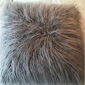 Faux fur gray throw pillow